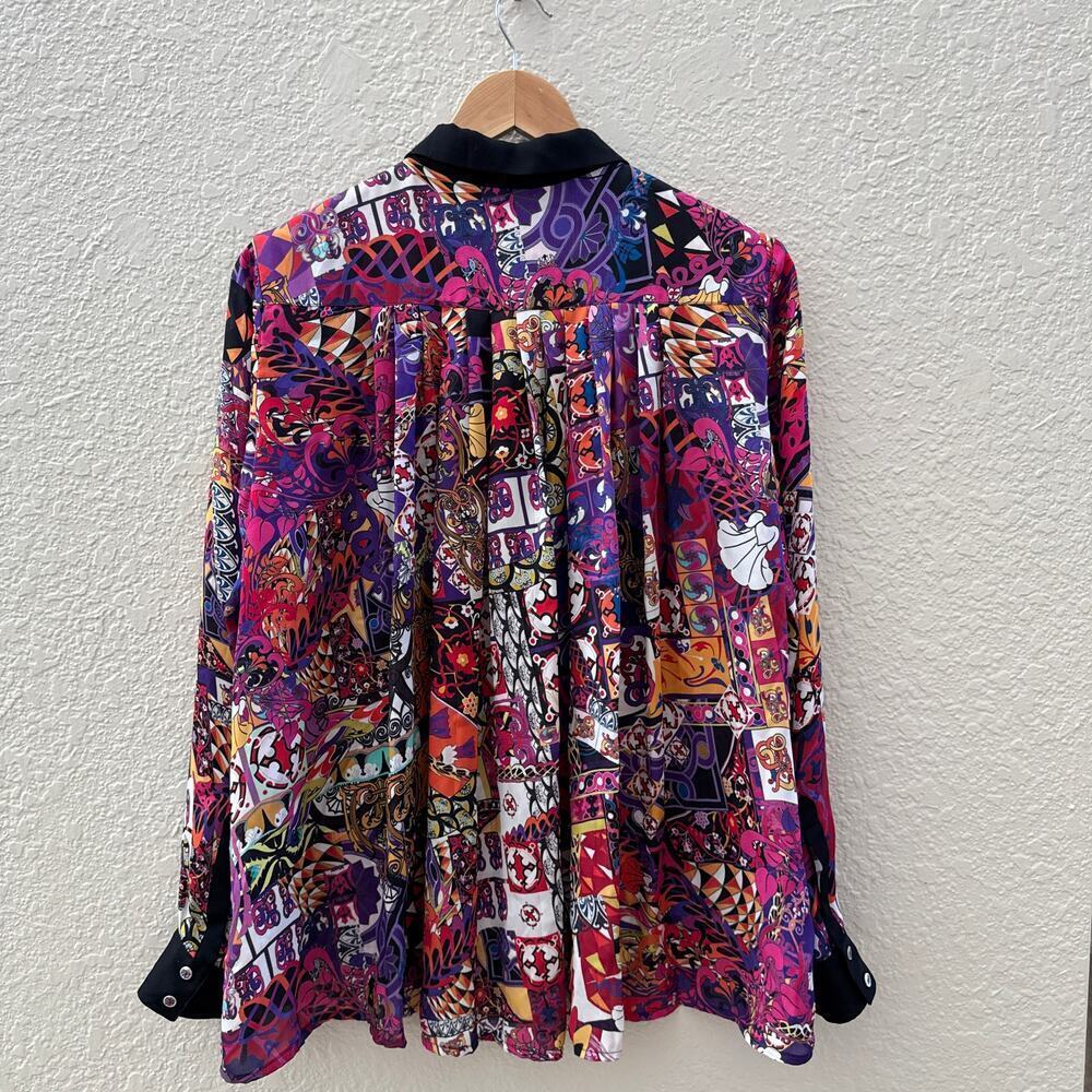 Robert Graham 100% Silk Long Sleeve Printed Button Down Blouse - Picture 2 of 5